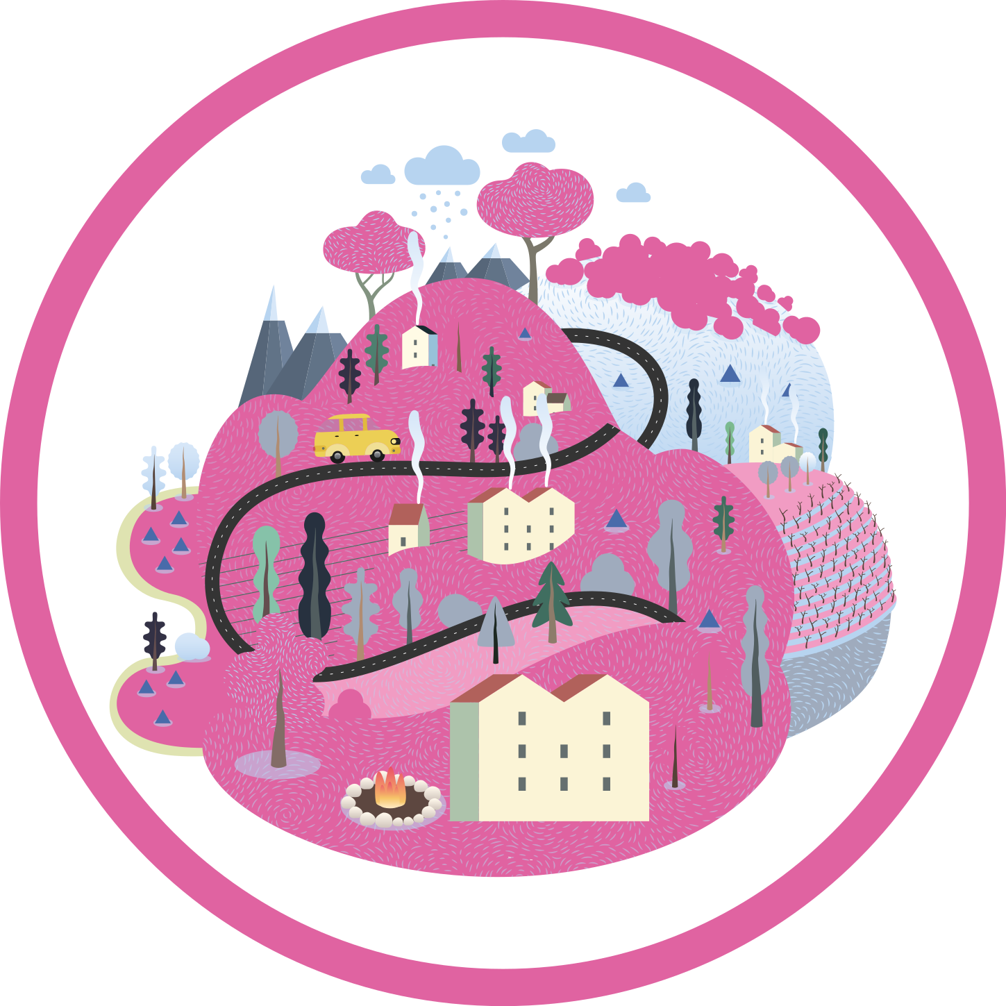 Vinil podovi ceste šareni seoski prizor - TenStickers