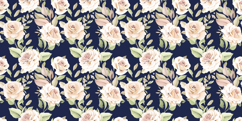 Vintage ruža uzorak na plavom cvjetnom tepihu - TenStickers