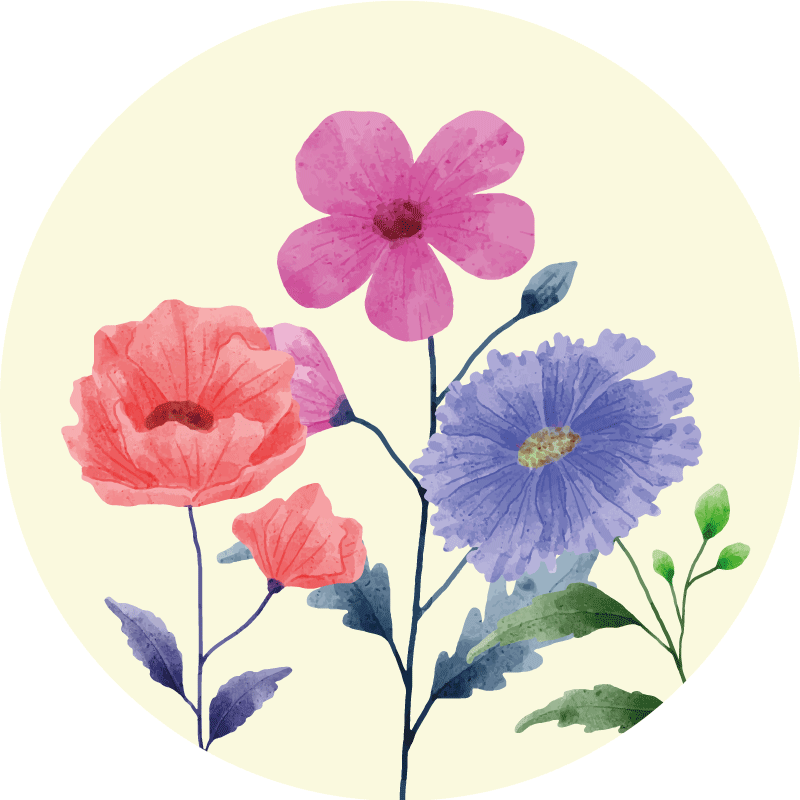 Vinil podovi kružni živahna cvjetna kompozicija - TenStickers