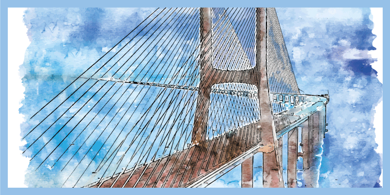 Vinil podovi dnevna soba ilustracija mosta - TenStickers