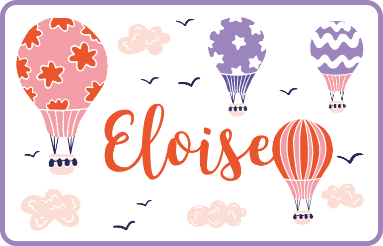 Ružičasti i ljubičasti baloni personalizirana prostirka - TenStickers