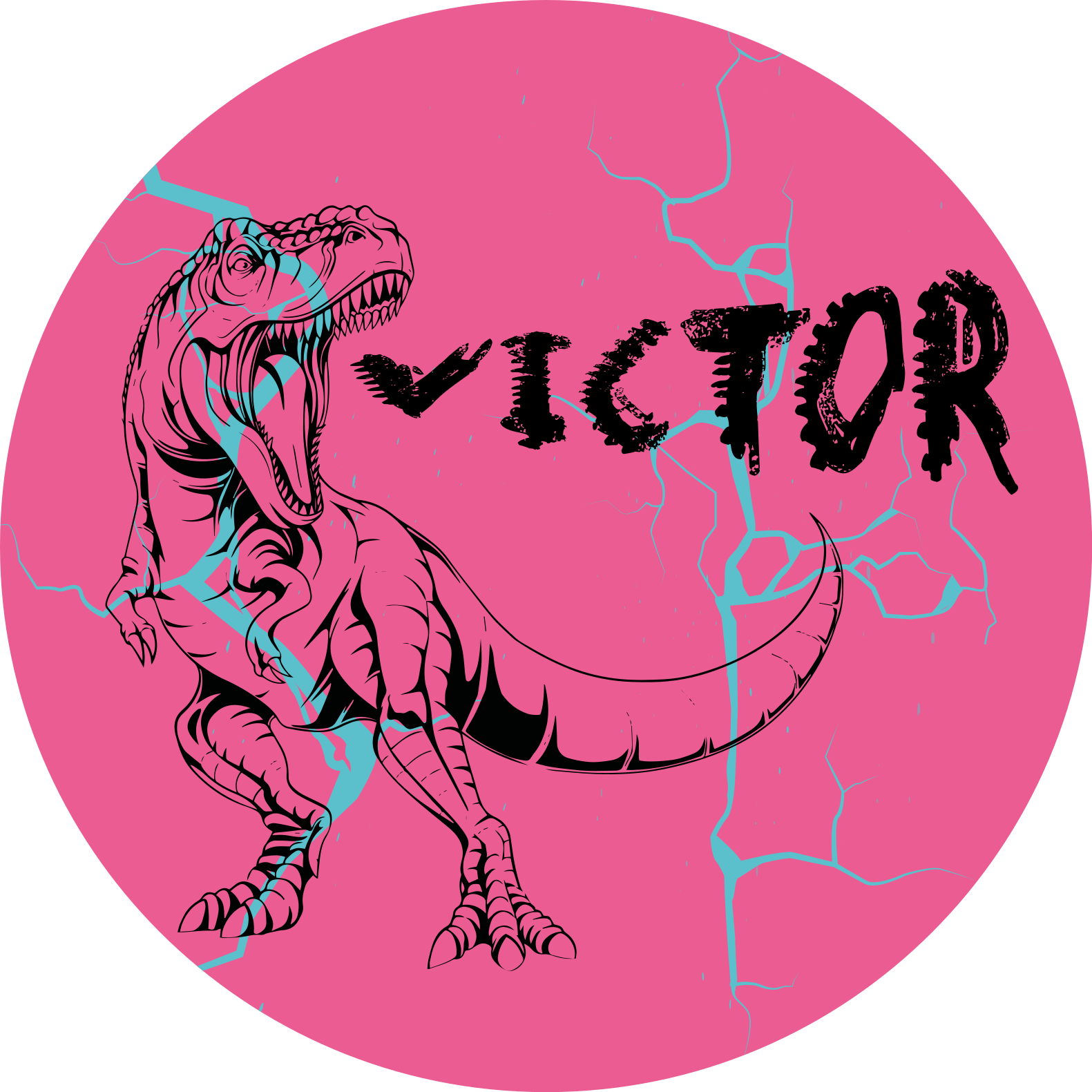 Drugi vinil podovi ružičasti t-rex s imenom - TenStickers