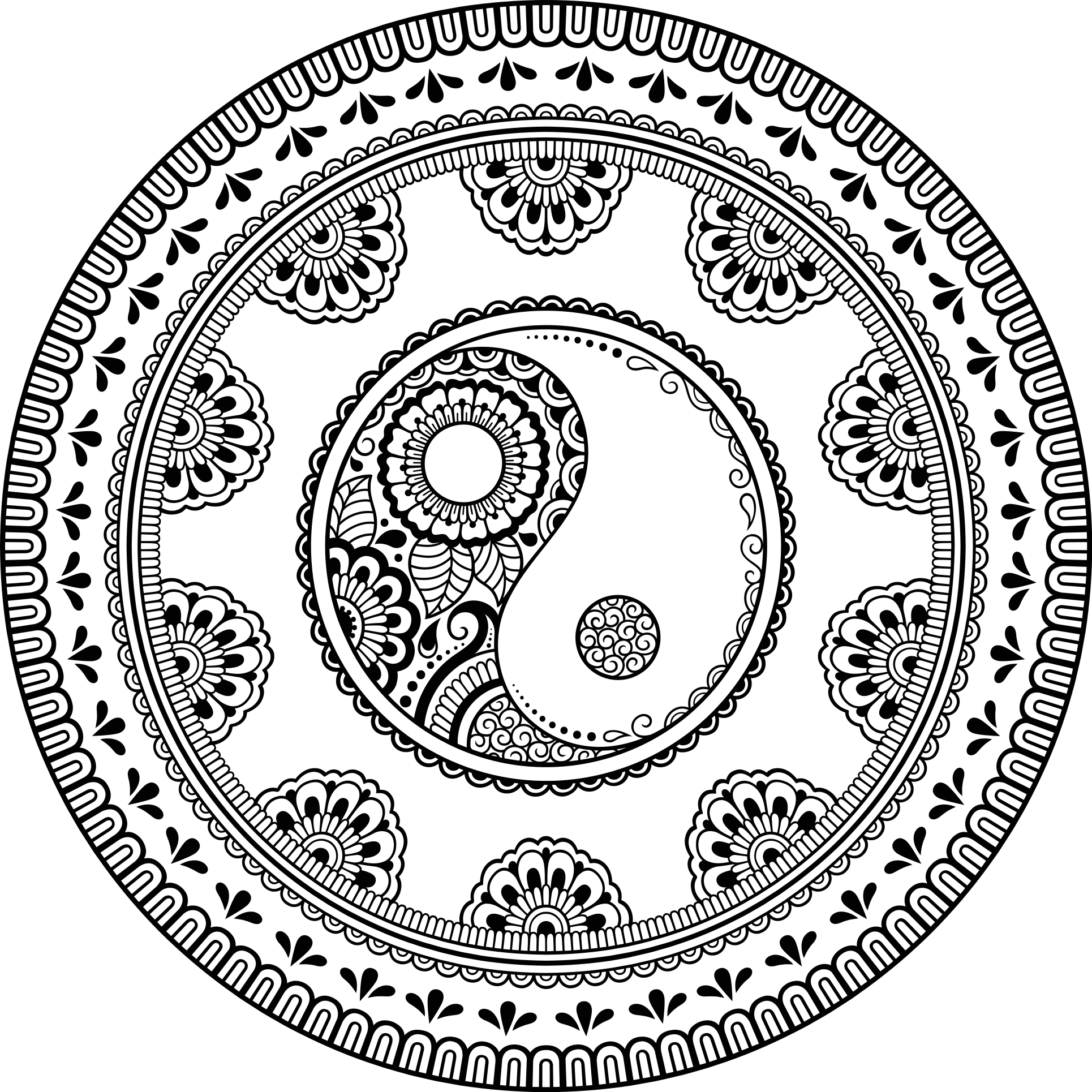 Vinil podovi mandala sivi okrugli element - TenStickers