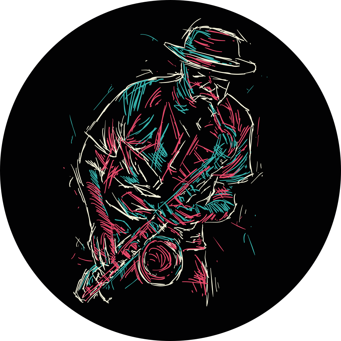 Vinil podovi kružni nastup jazz glazbenika - TenStickers