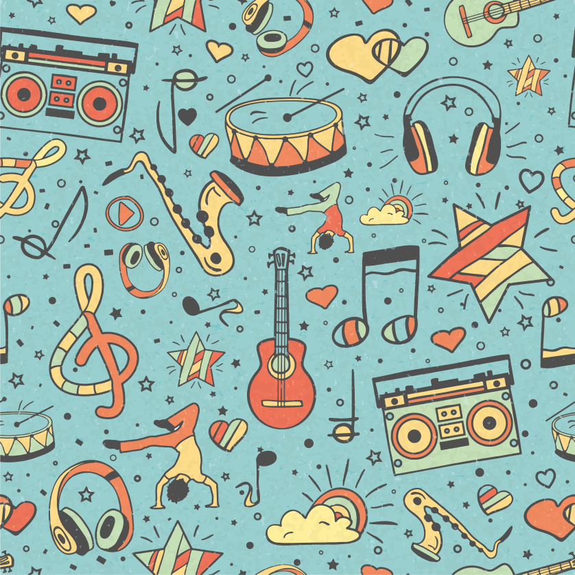 Drugi vinil podovi glazbeni simboli razigrani - TenStickers