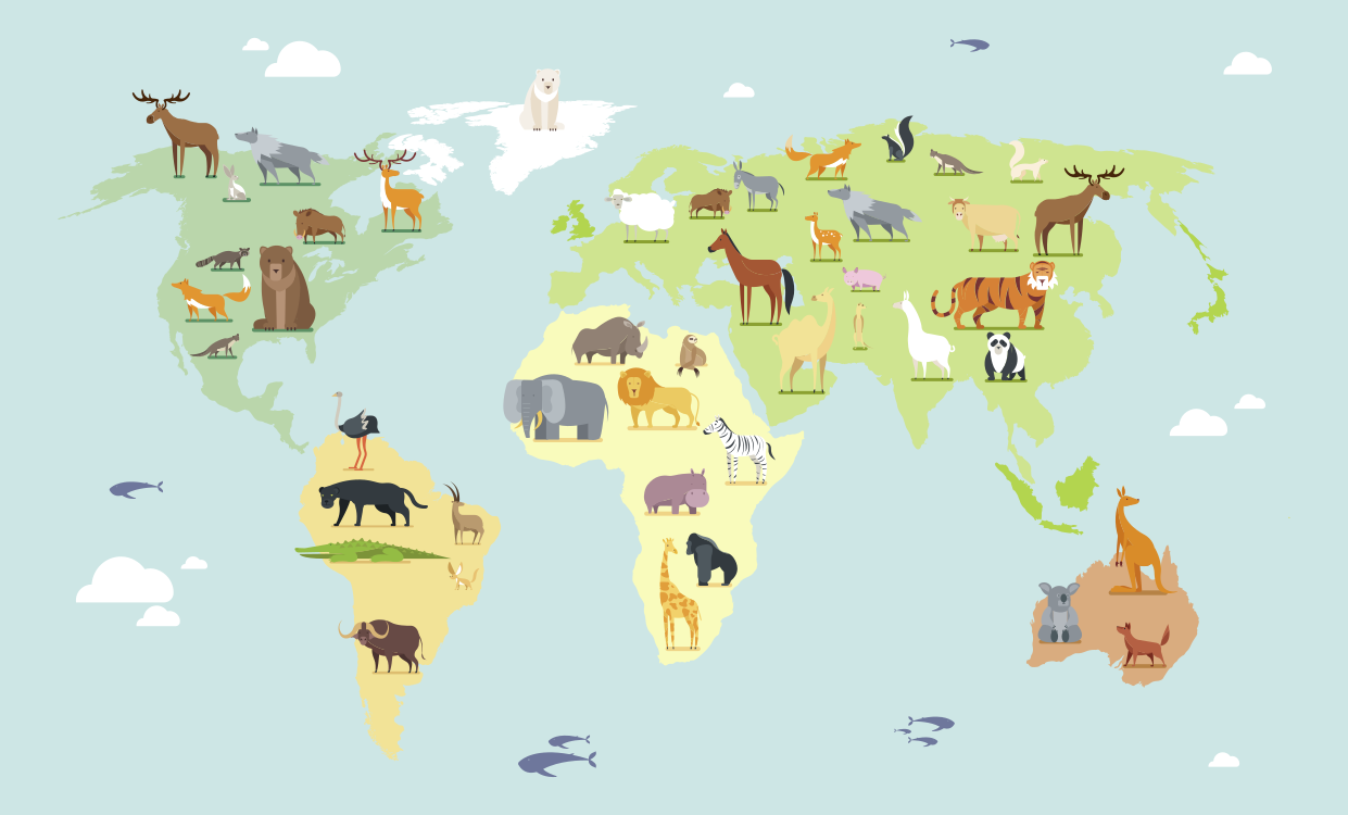 Vinil podovi karta svijeta djetinjast stil - TenStickers