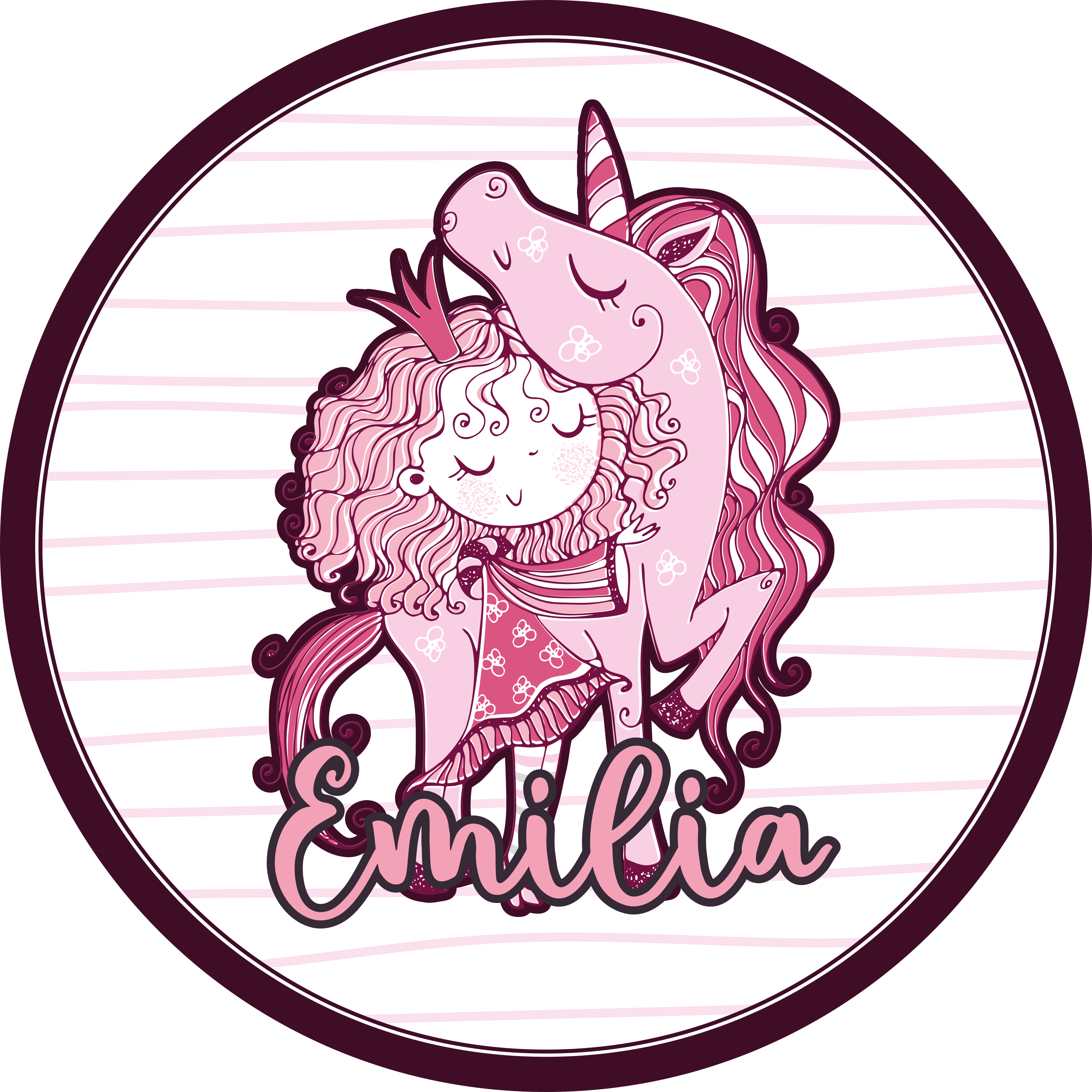 Vinil podovi s imenima slatki duo jednoroga - TenStickers