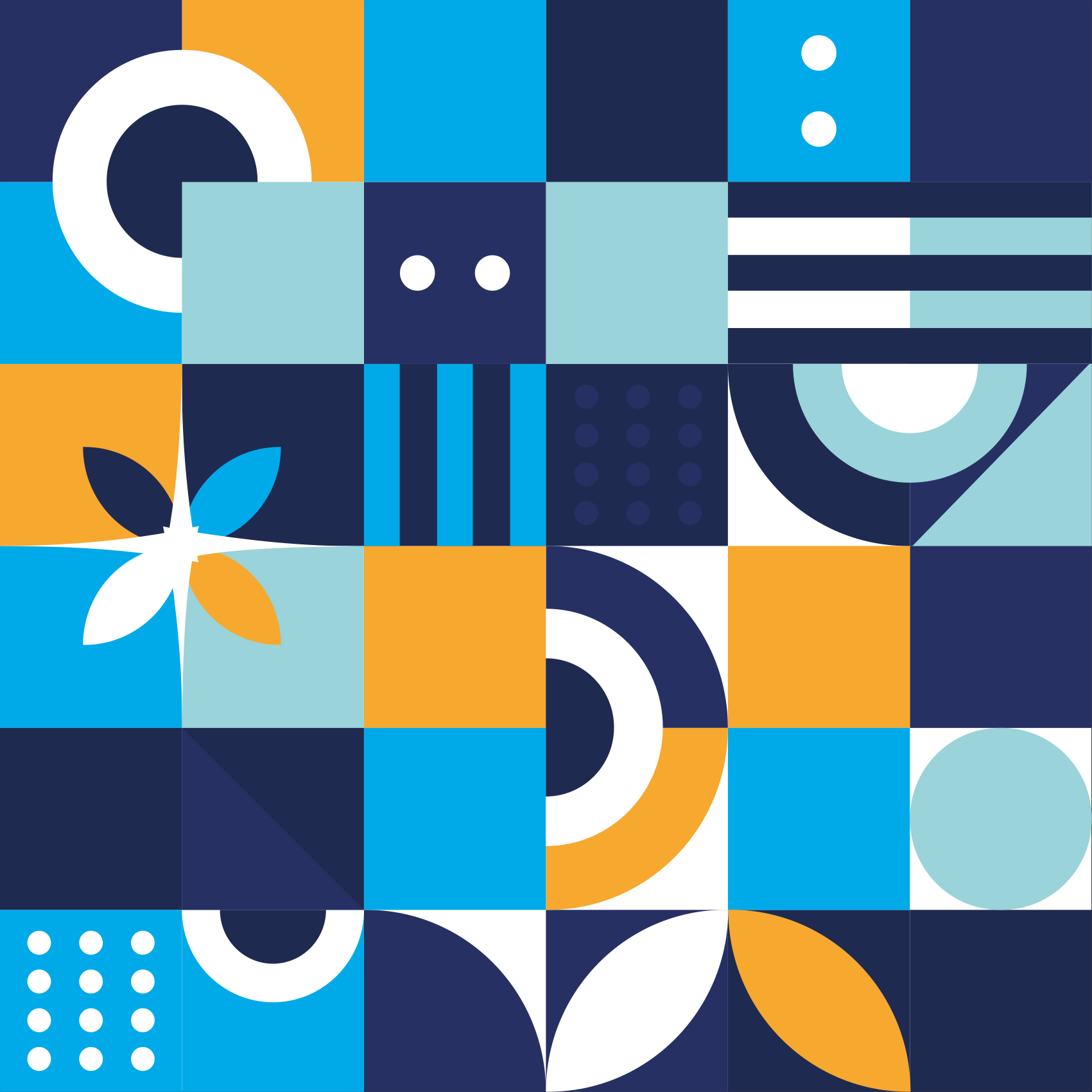 Plavi geometrijski dizajn etnički tepih - TenStickers