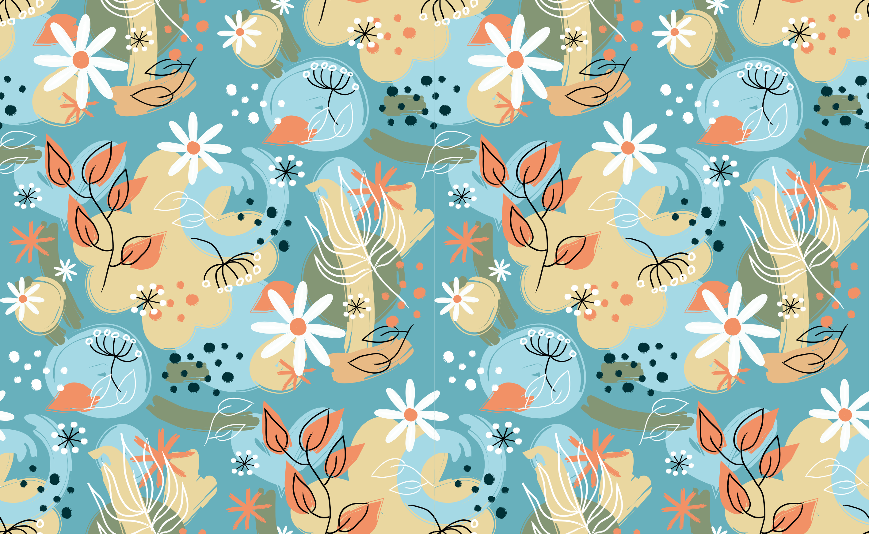 Vinil podovi cvijeće i biljke cvjetni apstraktni uzorci - TenStickers