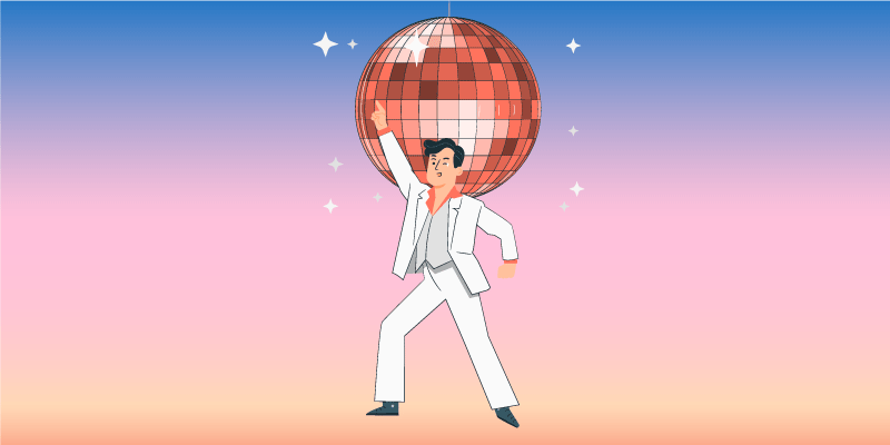 Disco lopta ilustracija s bojama vintage tepih - TenStickers