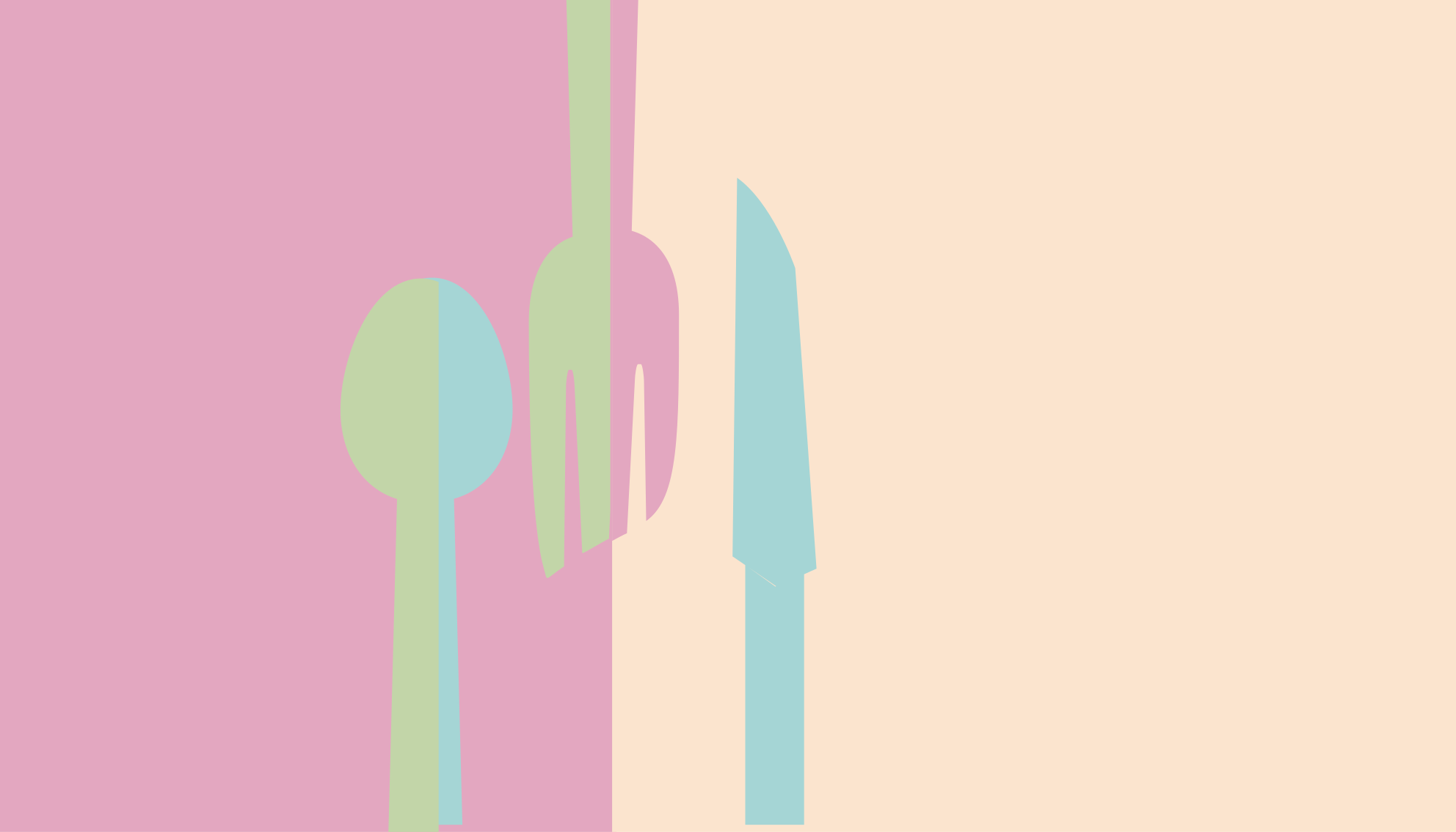 Vinil pod u kuhinji elegantne siluete pribora za jelo - TenStickers