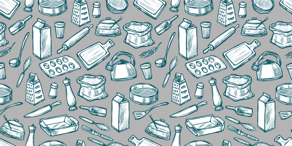 Vinil pod u kuhinji uzorak pribora za kuhanje - TenStickers