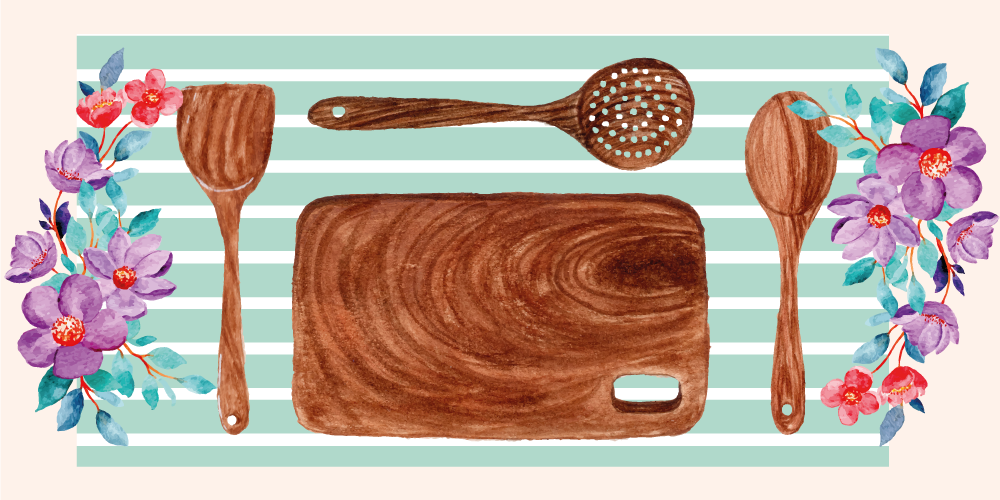 Vinil pod u kuhinji cvjetni kuhinjski dodaci - TenStickers