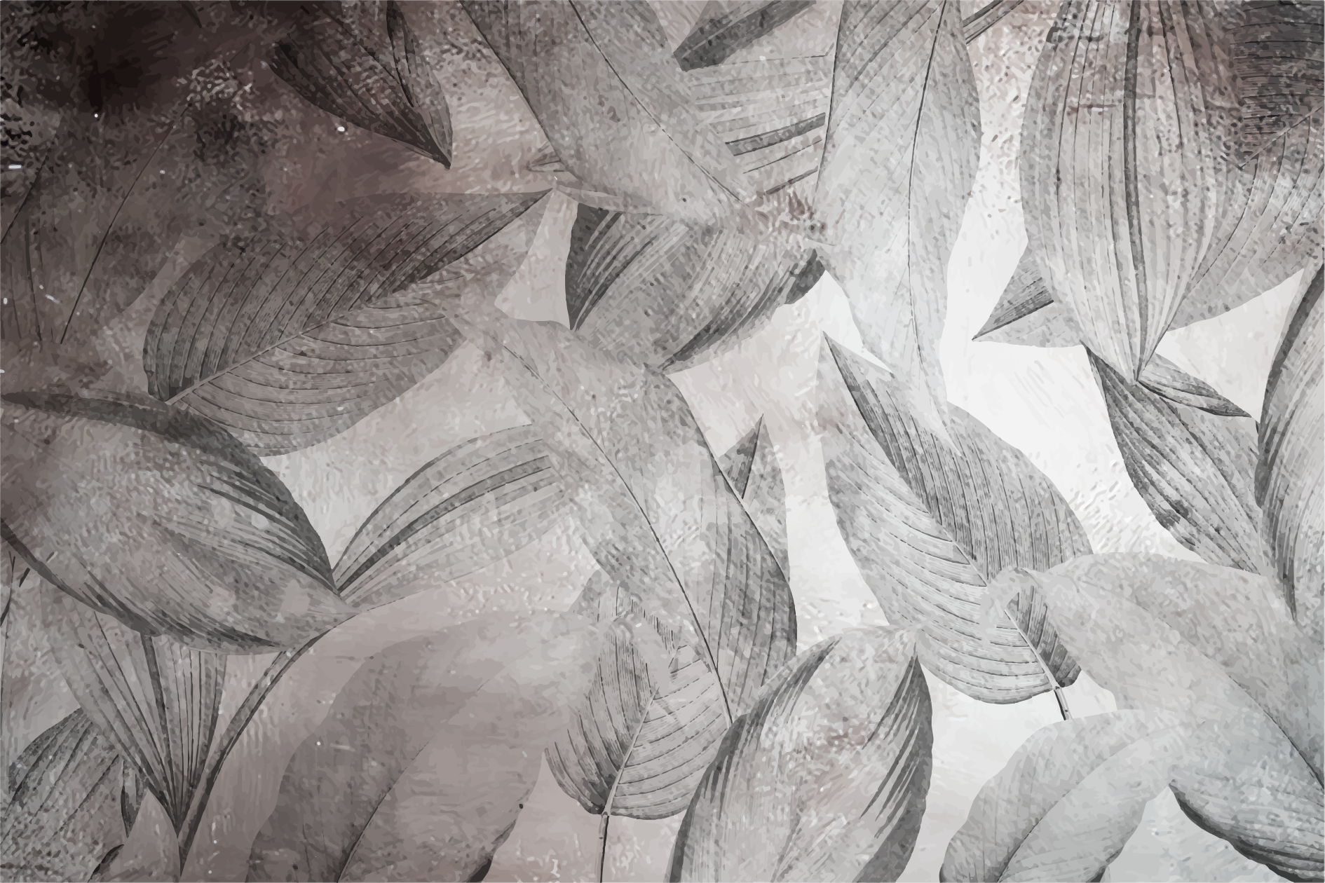 Vinil podovi cvijeće i biljke lisnati monokromatski uzorak - TenStickers