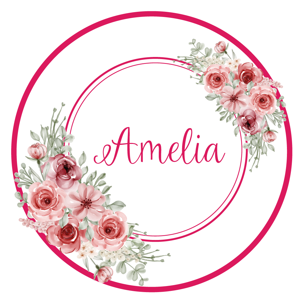 Vinil podovi spavaća soba cvjetni monogram s imenom - TenStickers