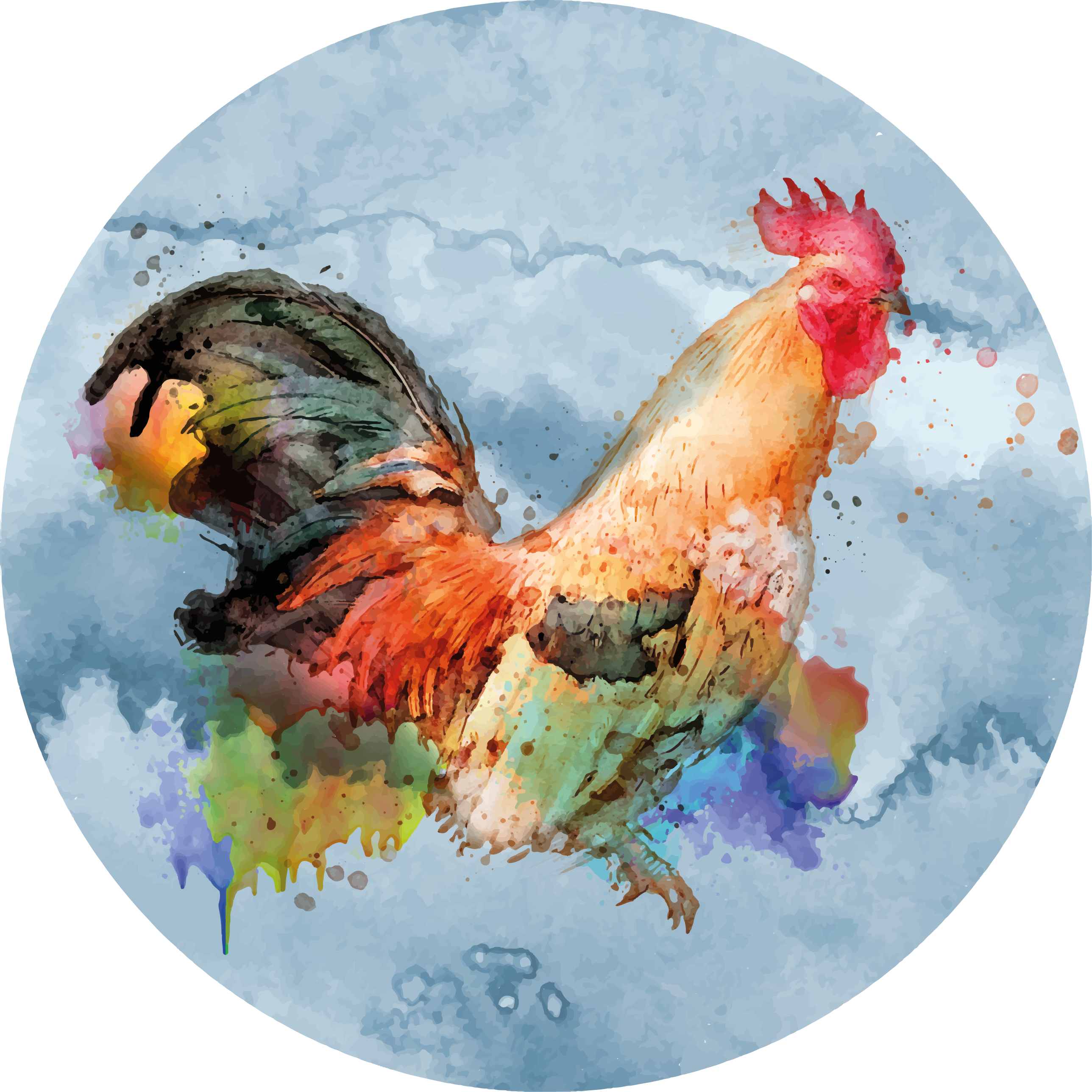 Vinil podovi otisak životinja raznobojni pijetao - TenStickers