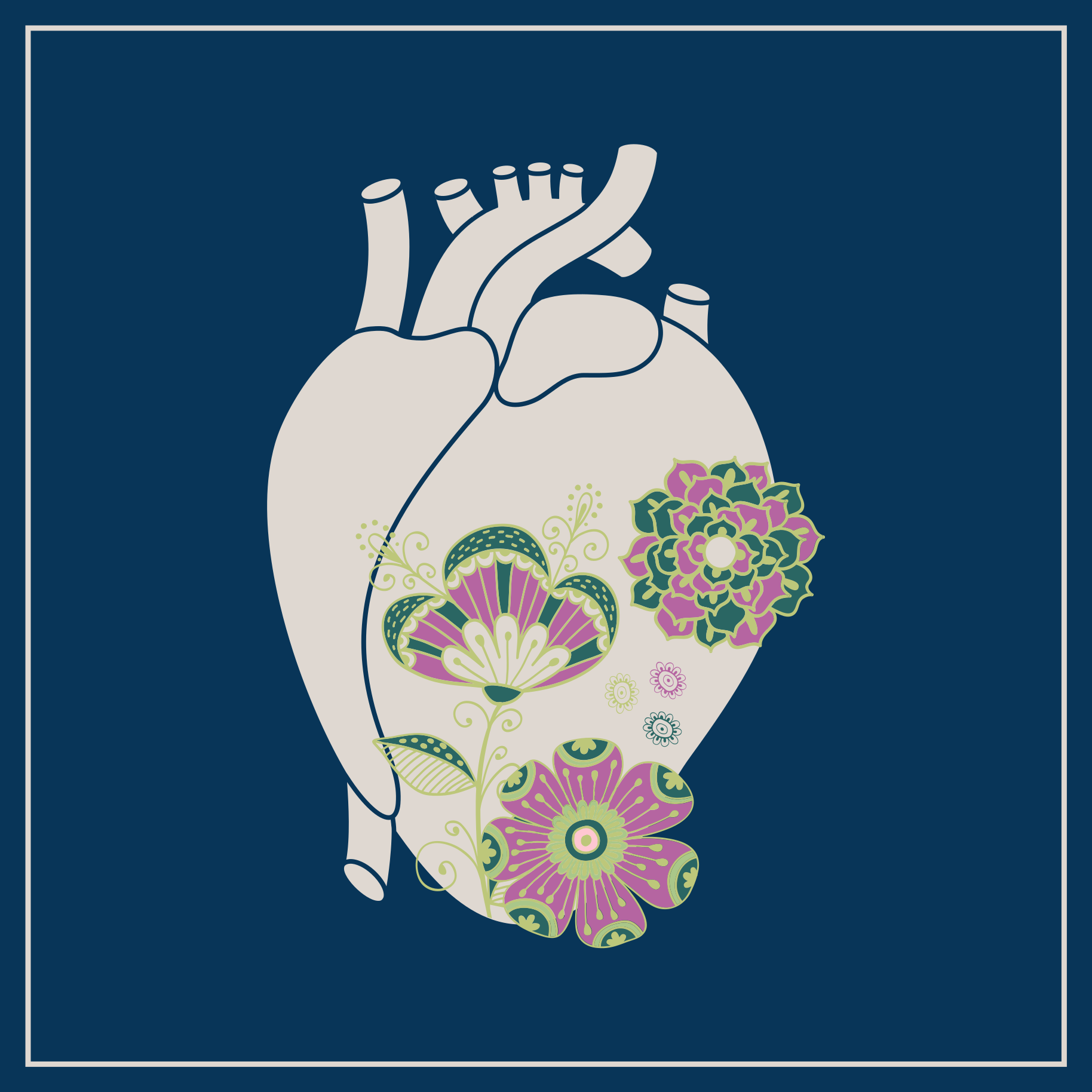 Vinil podovi skandinavski cvjetni uzorak srca - TenStickers