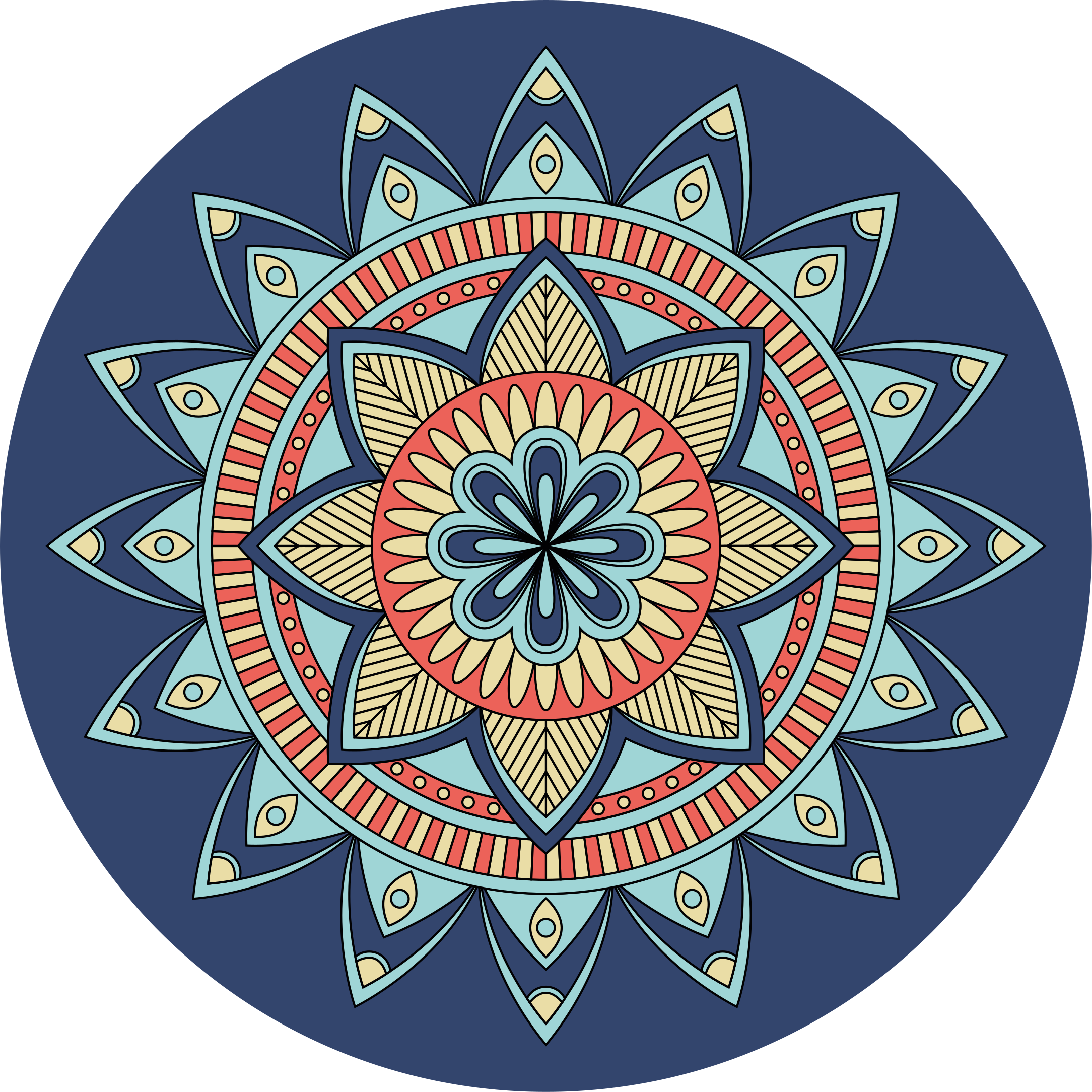 Vinil podovi mandala plave žive nijanse - TenStickers