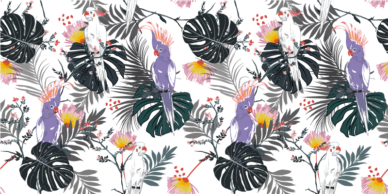 Vinil podovi dnevna soba aranžman tropskog lišća - TenStickers