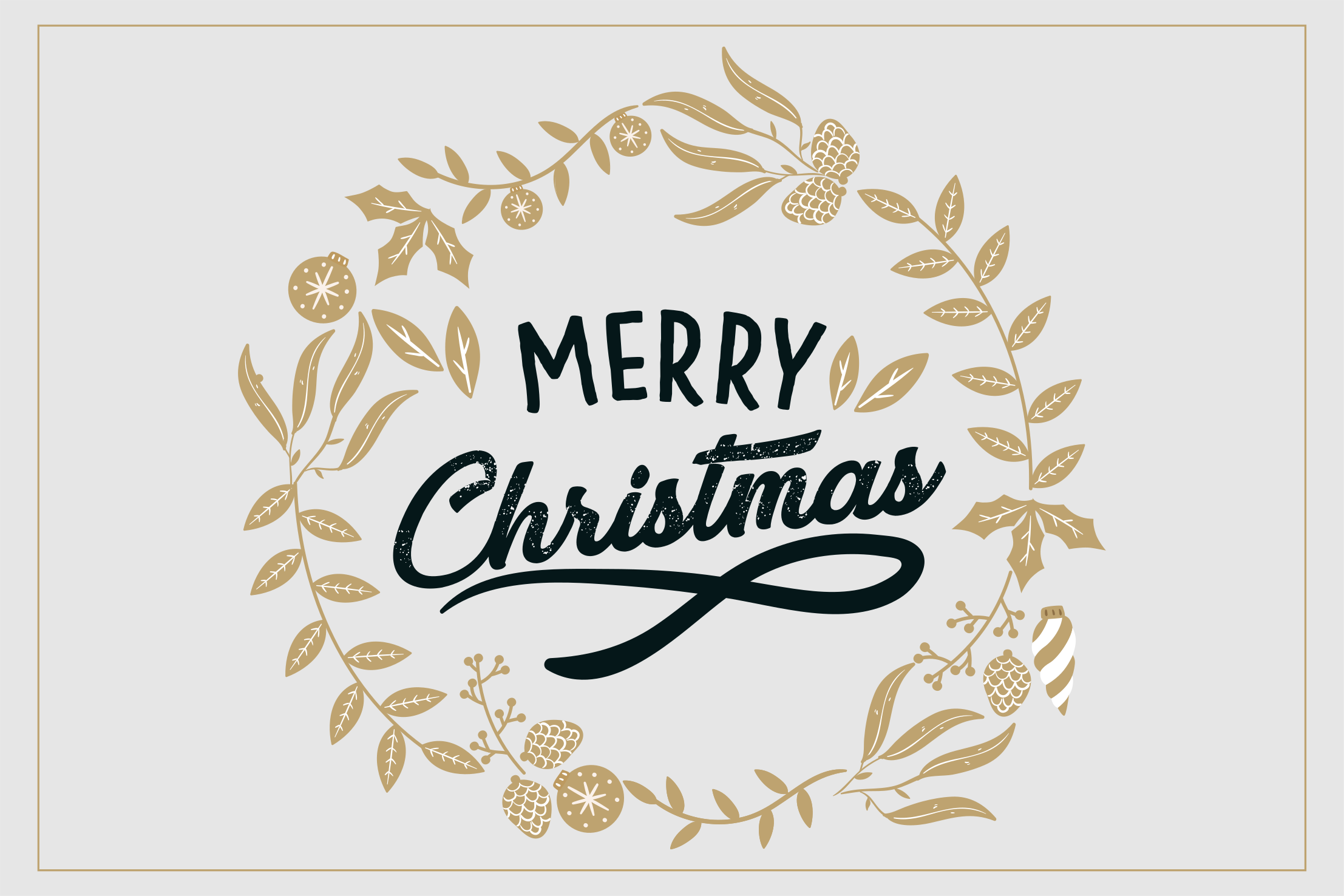 Vinil podovi Božić radosni zlatni pozdrav - TenStickers