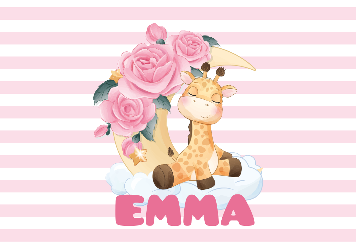 Vinil podovi rasadnici custom sretna žirafa - TenStickers