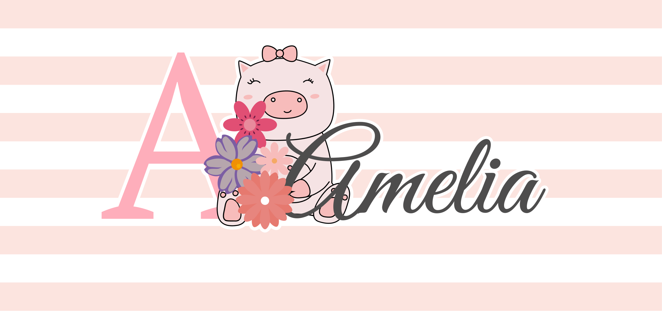 Vinil podovi s imenima slatka ilustracija svinje - TenStickers