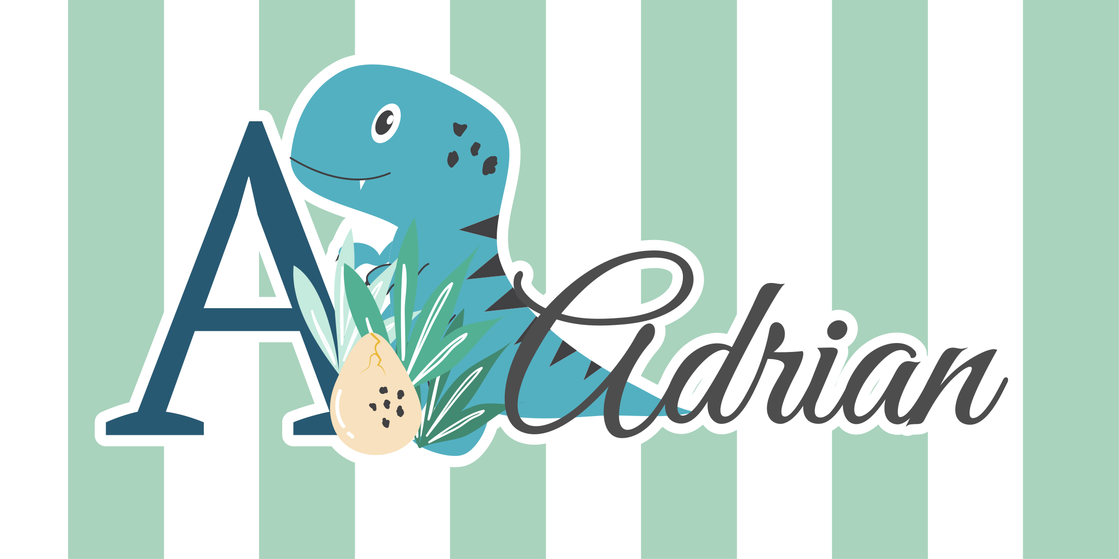 Vinil podovi rasadnici beba rex s inicijalom i imenom - TenStickers