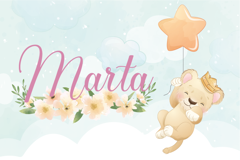 Vinil podovi rasadnici lav s balonom i imenom - TenStickers