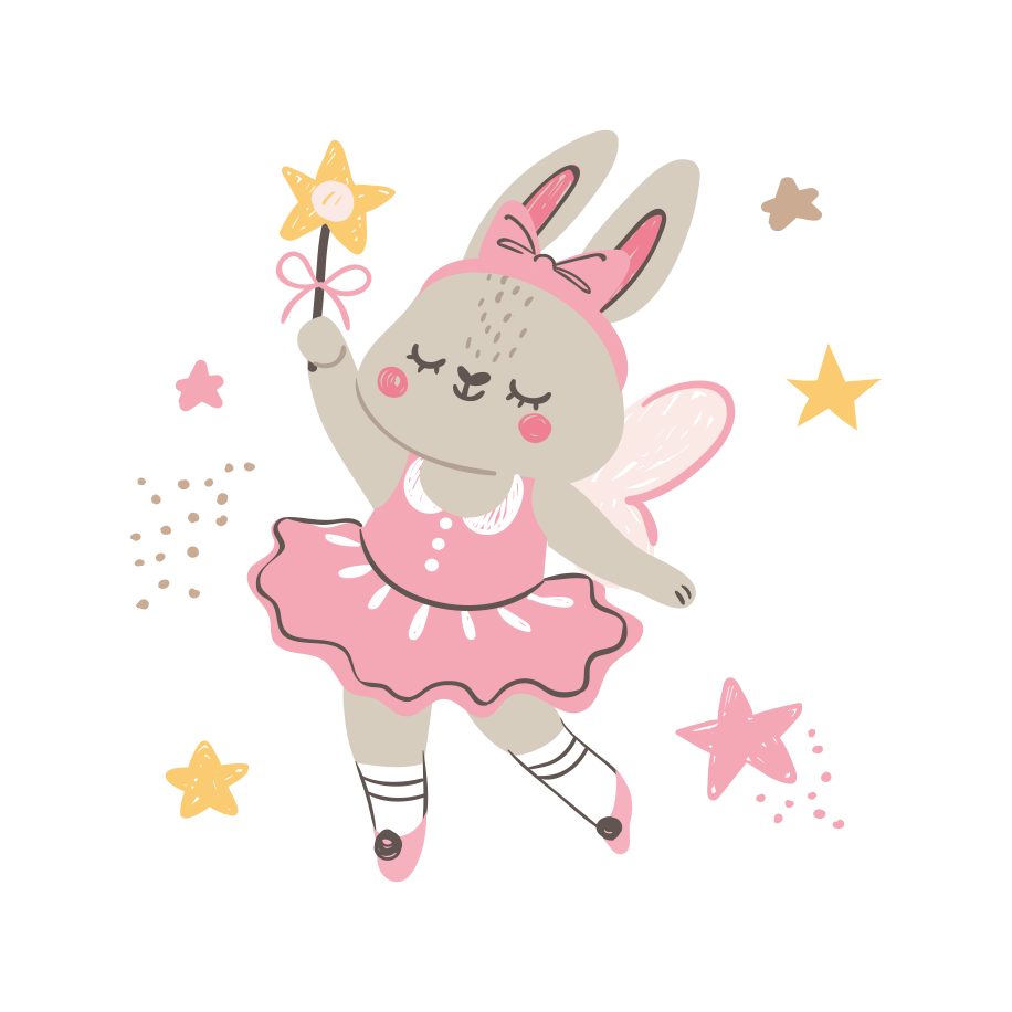 Vinil podovi djeca plesni zec s čarobnim štapićem - TenStickers