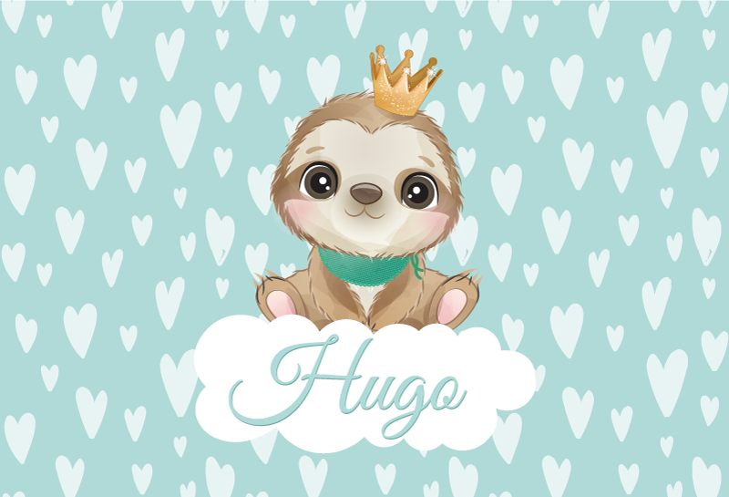 Vinil podovi rasadnici beba ljenjivca s imenom - TenStickers