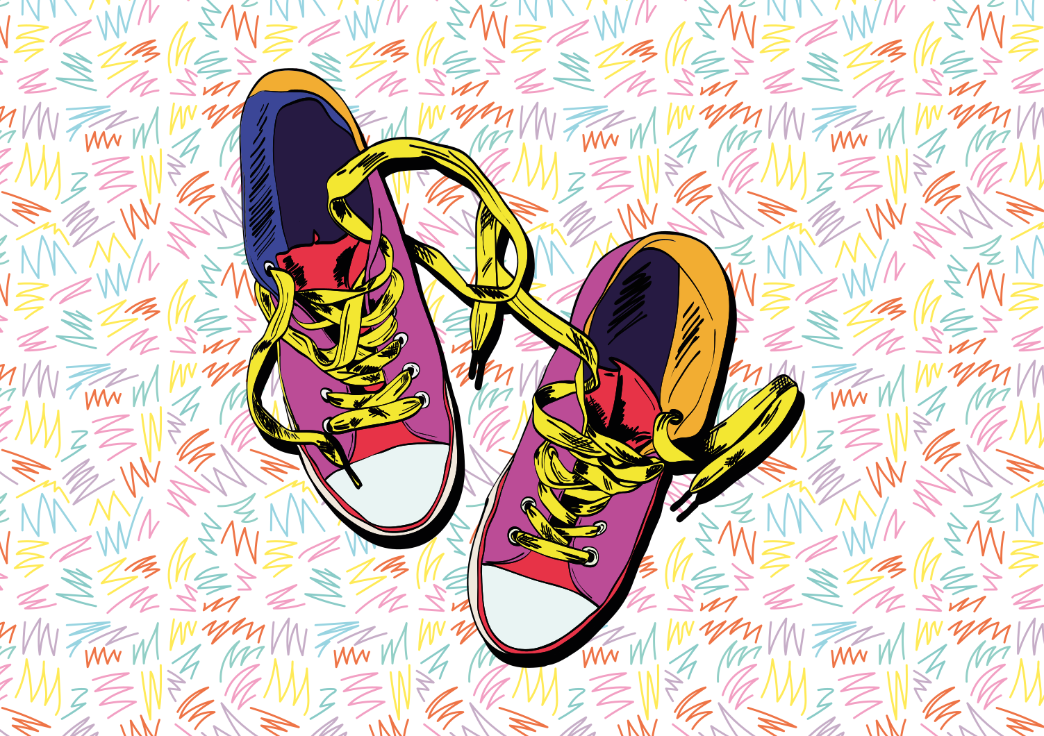 Converse ilustracija cipele 80 -ih vintage tepih - TenStickers