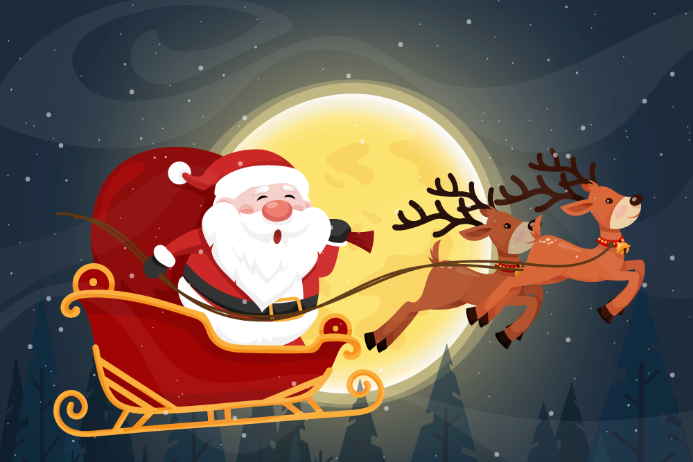 Vinil podovi Božić vožnja saonicama djeda mraza - TenStickers