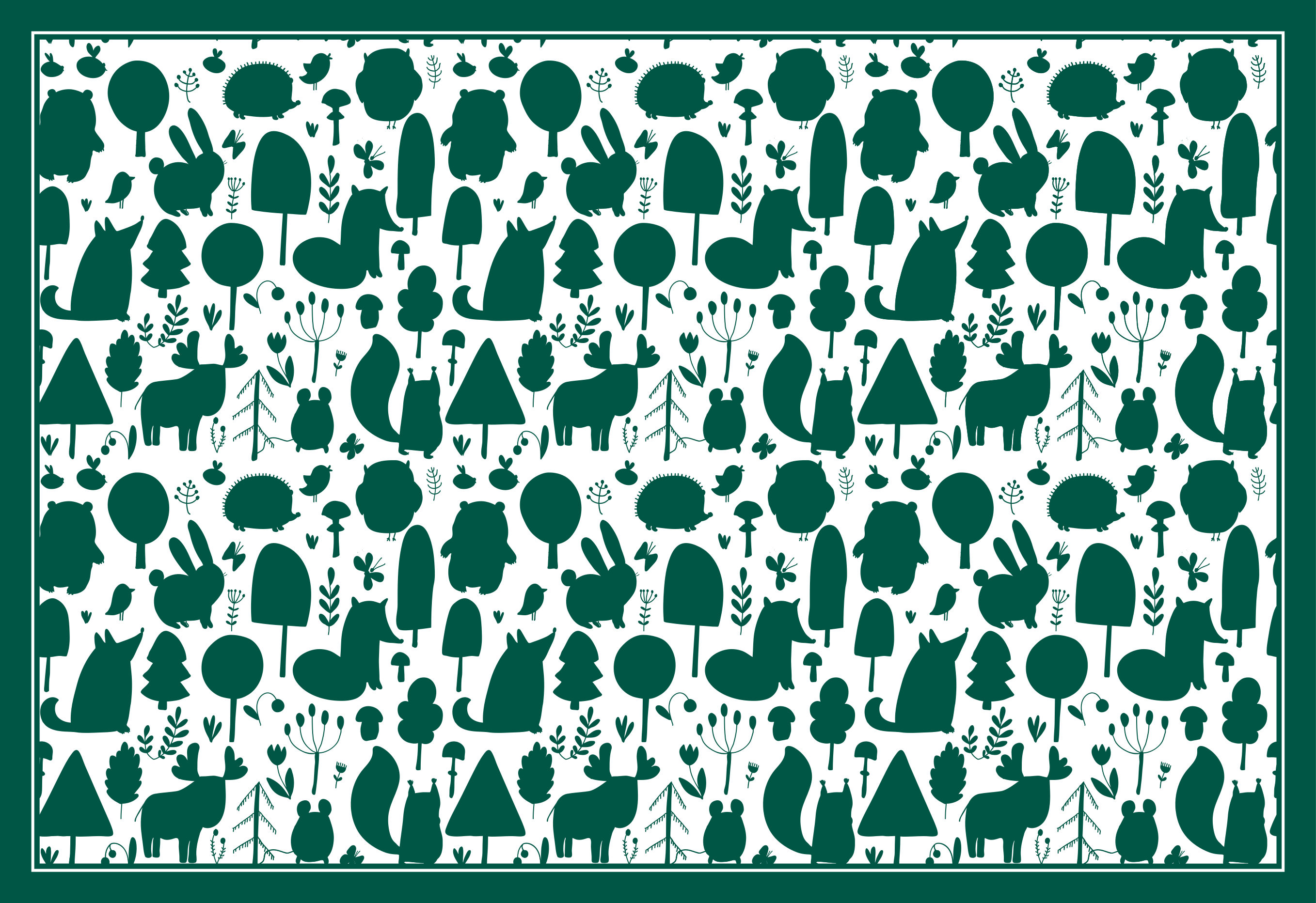 šuma divlja životinja silueta dnevni boravak tepih - TenStickers