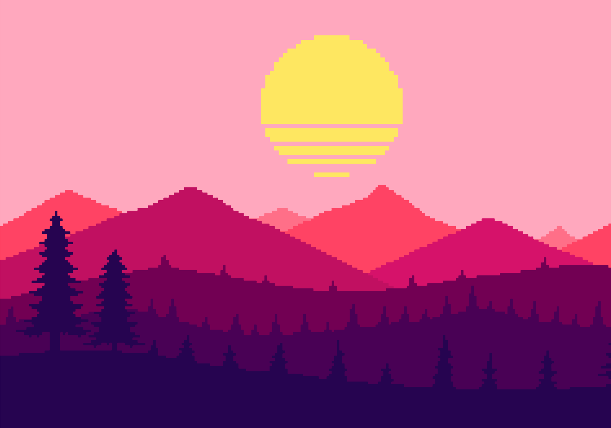 Vinil podovi priroda zalazak sunca, pogled na planine - TenStickers