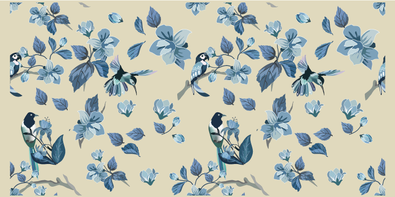 Vinil podovi cvijeće i biljke plavi cvjetni detalji - TenStickers