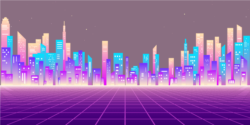 Vinil podovi moderan neon cityscape horizont - TenStickers