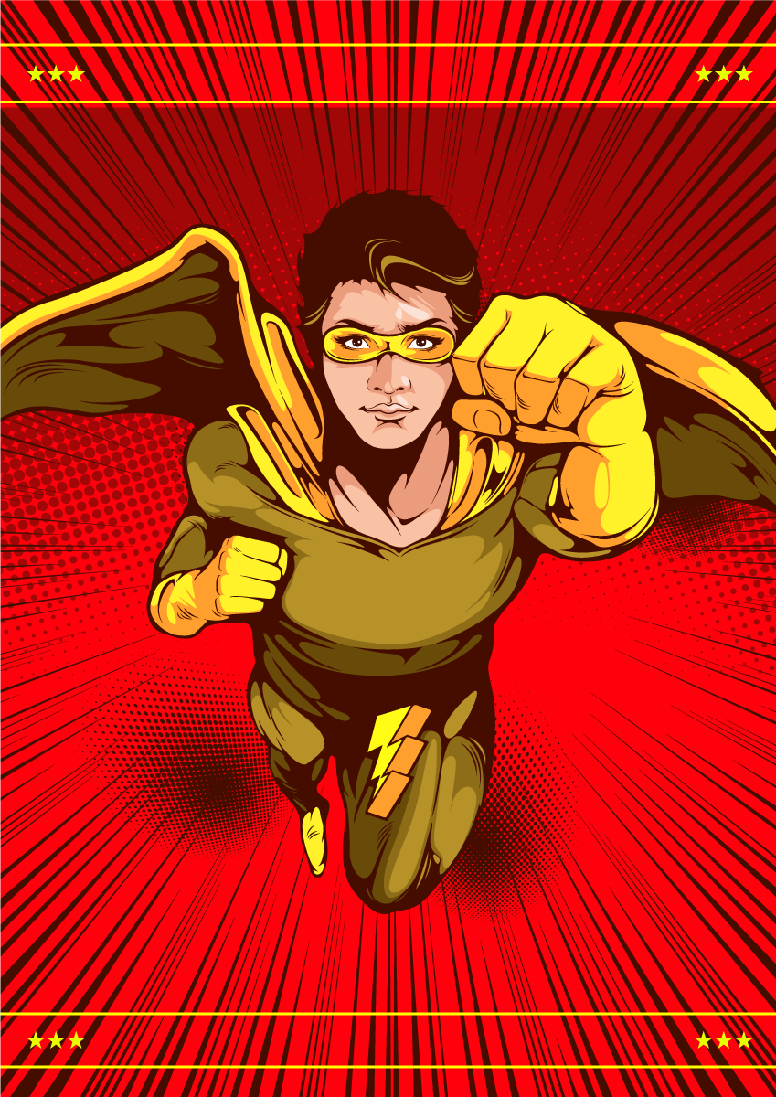 Drugi vinil podovi akcijska poza superheroja - TenStickers