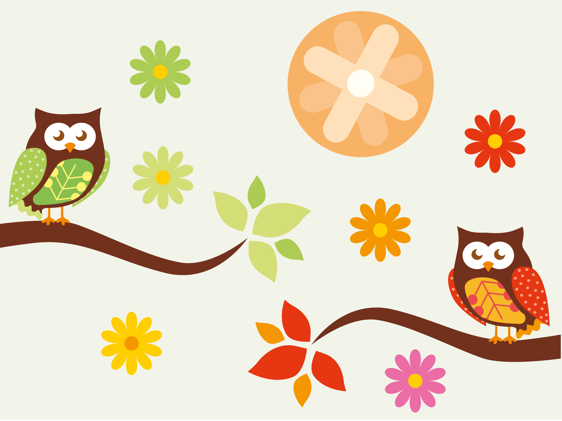 Drugi vinil podovi šarene vrtićke sove - TenStickers