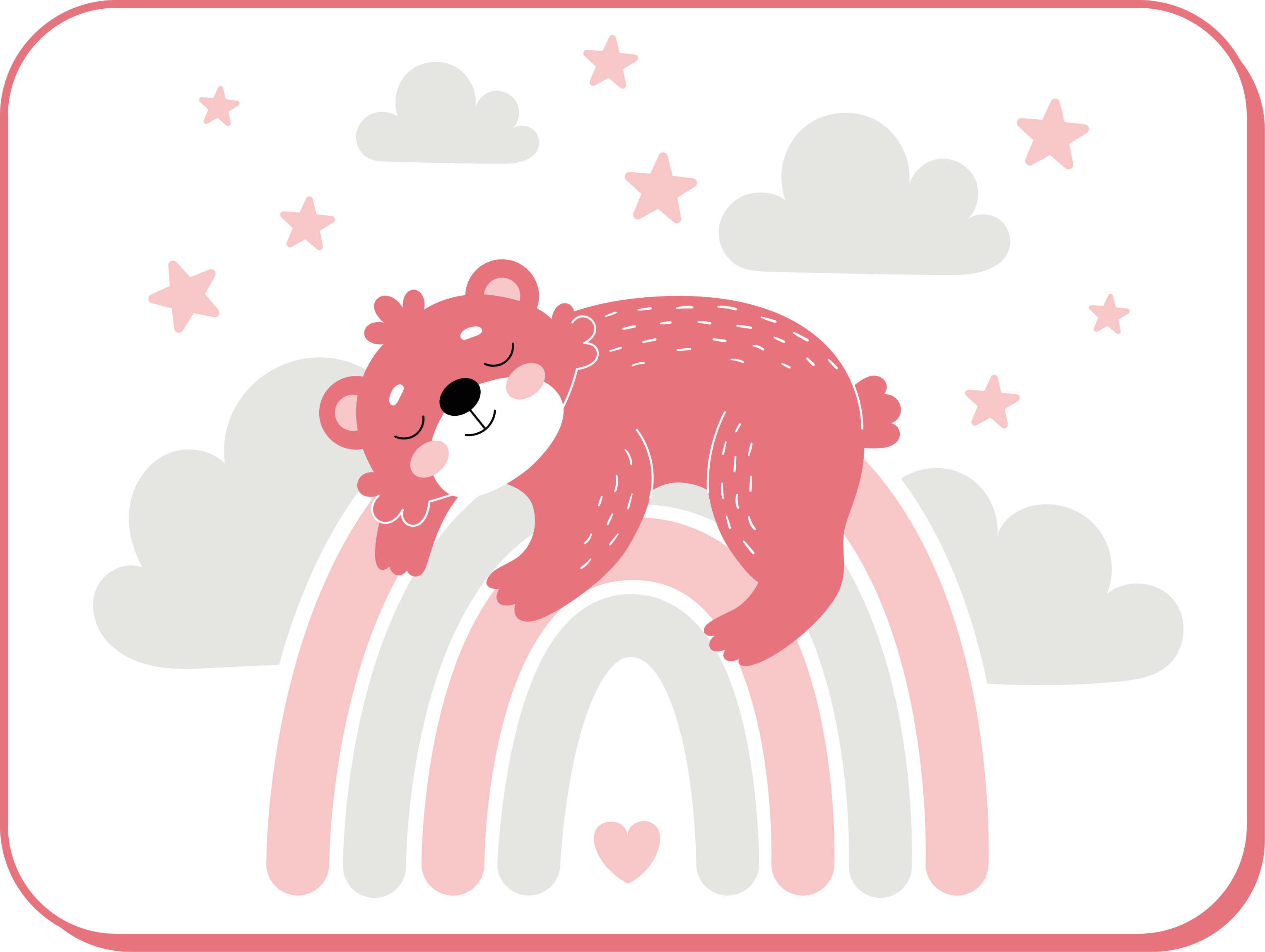 Ružičasti medvjed na prostirci za igru za bebe u duginim bojama - TenStickers