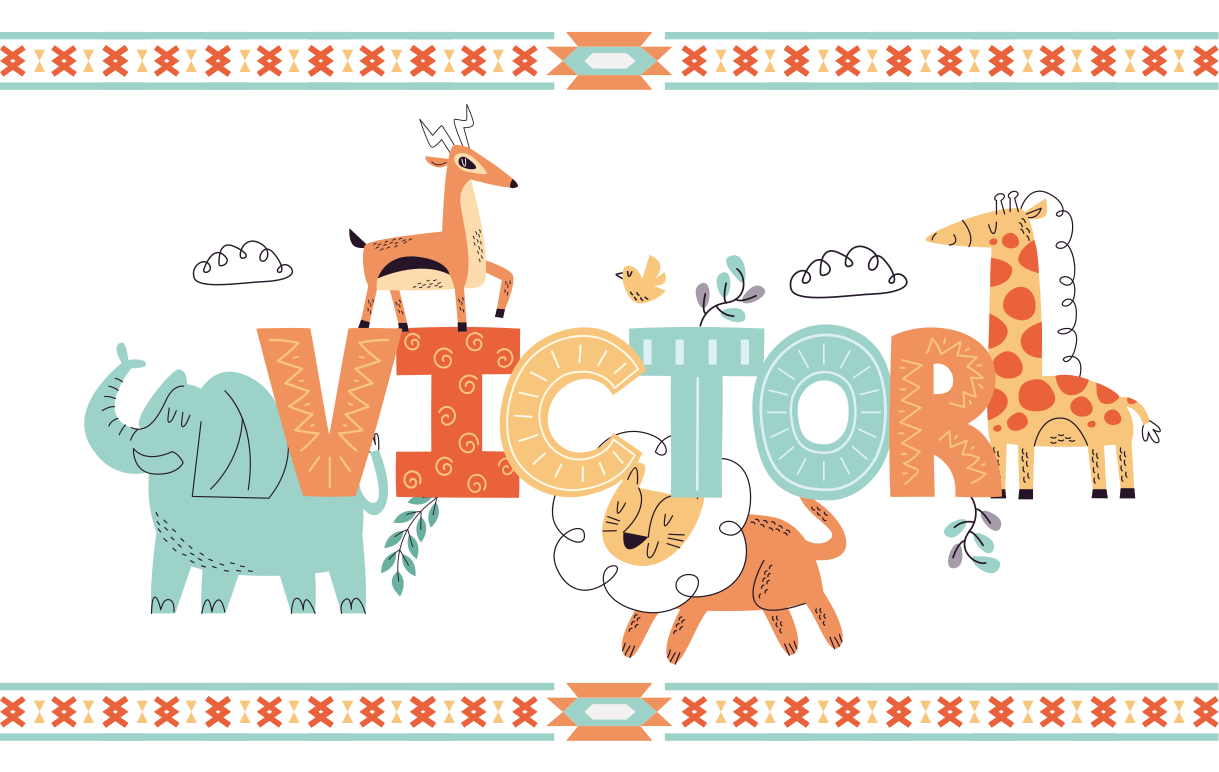 Vinil podovi s imenima personalizirana safari tema - TenStickers