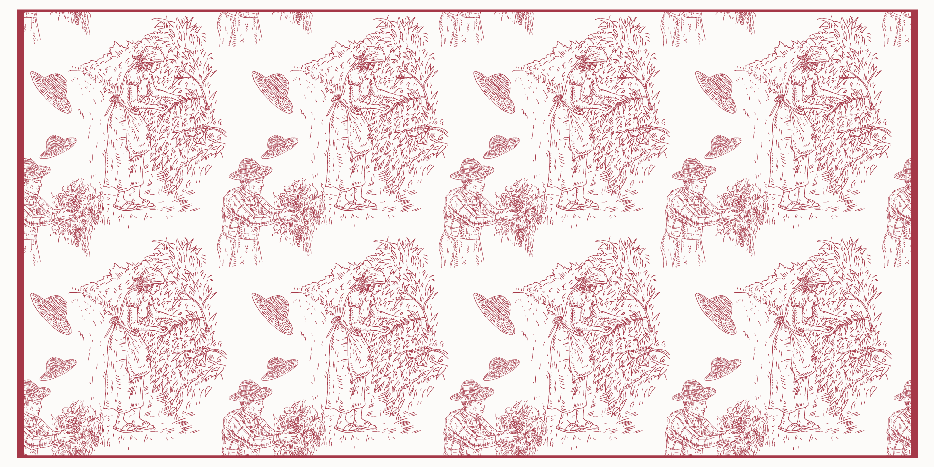 Vinil podovi berba pastoral Scene Toile Pattern - TenStickers