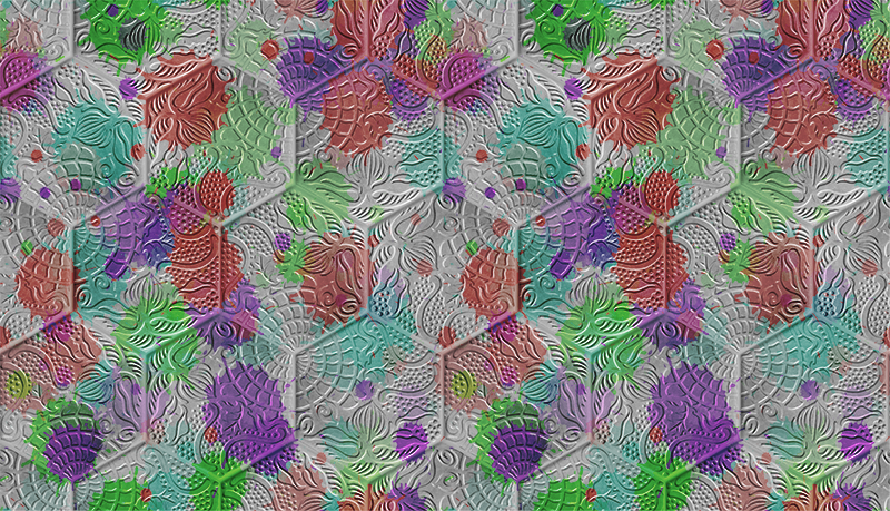 Vinil podovi dnevna soba gaudi pločice su obojeneGaudi pločice su - TenStickers