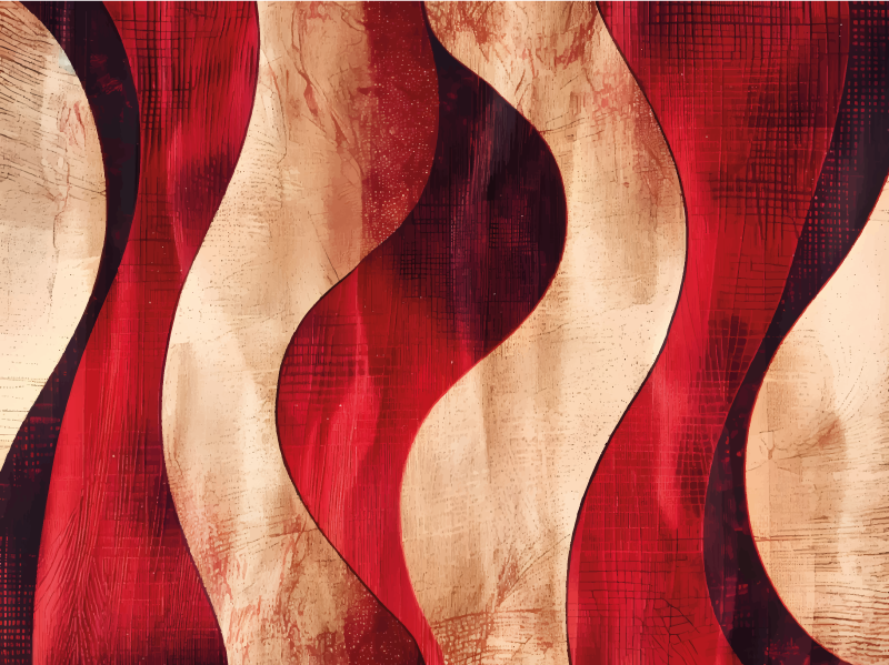 Vinil podovi crvena moderni valoviti uzorak - TenStickers