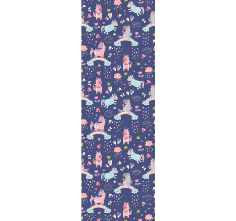 Zidne tapete za dječju sobu šareni uzorci jednoroga - TenStickers