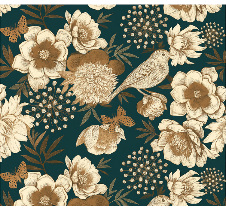 Tapete za zid ptice u vintage botaničkom stilu - TenStickers