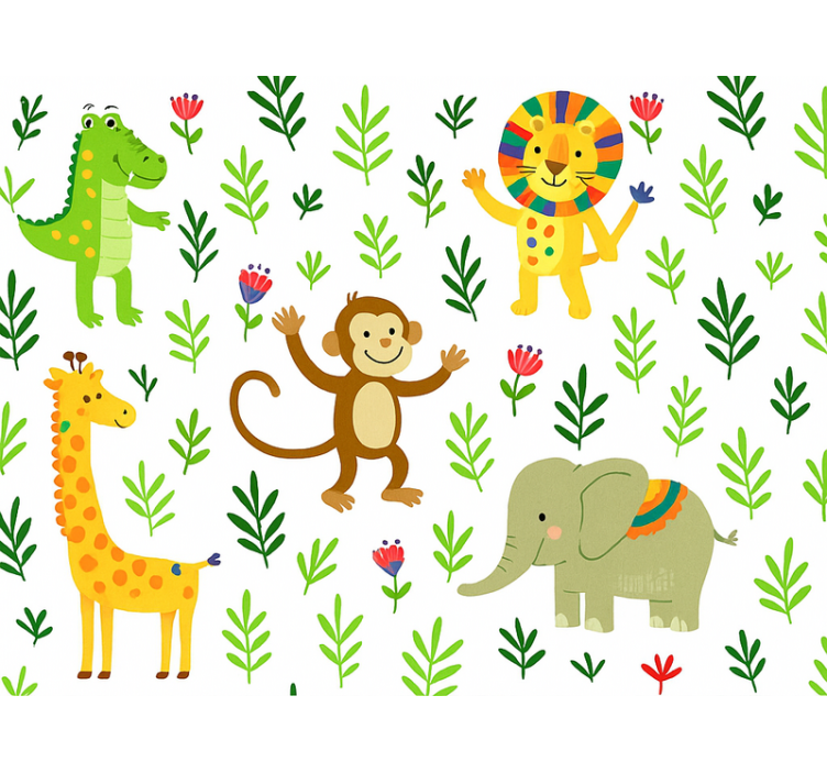Zidne tapete za dječju sobu slatki sretni životinjice - TenStickers