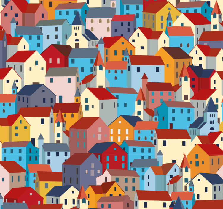 Tapete za zid grada i zemlje urbani patchwork - TenStickers
