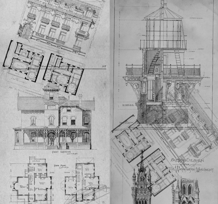 Tapete za zid grada i zemlje arhitektonske skice - TenStickers