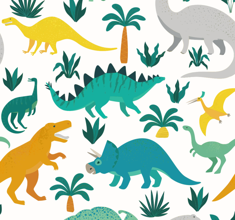 Dinosauri s drvećem dječja tapeta - TenStickers