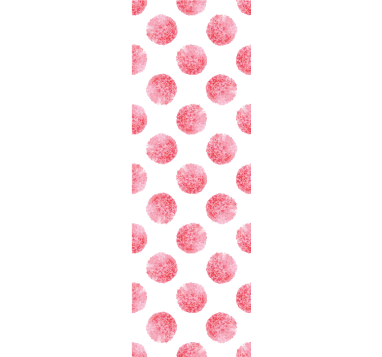 Okrugli ružičasti cvjetovi na bijelim cvjetnim tapetama - TenStickers